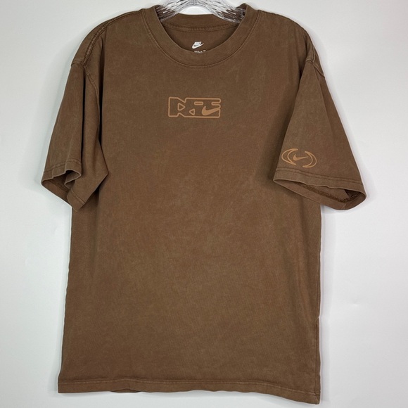 Nike Max90 Brown Loose Fit Stone Washed Crewneck Tshirt Size Small - Picture 1 of 9